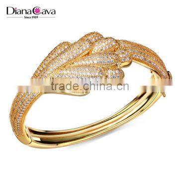 Premium Quality Full Pave Setting Cubic Zircon Clear Stones New Lady Bangle Jewelry