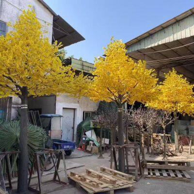 Artificial Red Maple and Banyan Trees Large Faux Autumn Trees Simulation Artificial Plants Leaves Tree for Shopping Mall photo-3