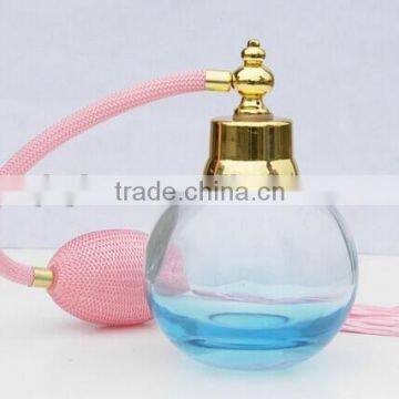 Airbag round perfume bottles, powder atomizer, glass perfume bottle with airbag sprayer