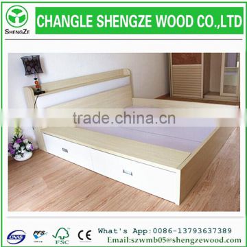 new design bedroom melamine wooden bed with storage