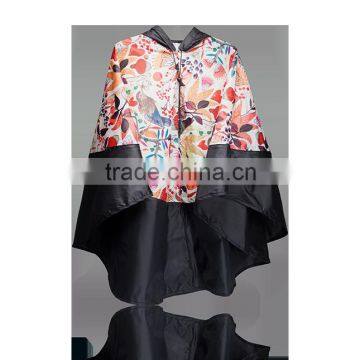 Ladies Fashion Waterproof Polyester All Over Printing Raincoats