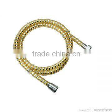 golden and transparent PVC with silver coil shower hose