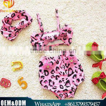 2016 New Sexy Girl Leopard Swimming Suit 3PCS Wholesale Swimsuit For Girls' Bikini