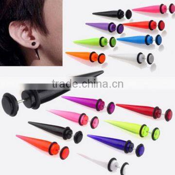 Blackline Surgical Steel Tapers fake piercing jewelry , clear acrylic stretching ear taper