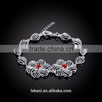 Crystal Silver Plated Bracelets ,flower Beads Bracelets photo-4