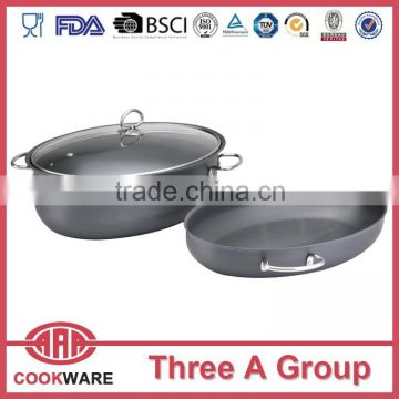 high quality aluminum covered oval roaster w/hard anodized outside and inside