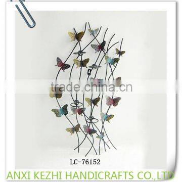 LC-76152 Wrought Iron Colorful Butterfly Decorative Wall Candle Holder