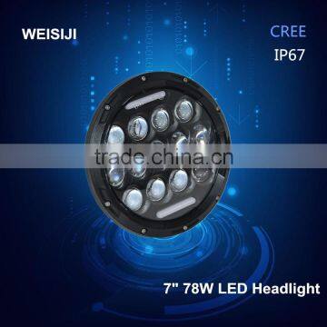 New arrival and Smart design 78W roundled auto headlight in 7inch