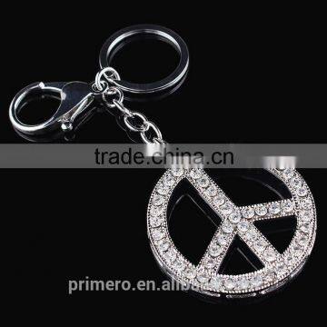 Car Cartoon Creative Peace Sign Logo Peugeot Alloy Crystal Key Chain Bag Hangings photo-2