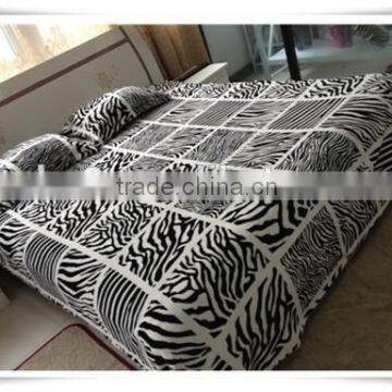 3 pcs 100% polyester zebra pattern flannel/coral fleece blanket/throw