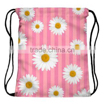 High Quality 3D Printed Daisy Pink Strips Large Drawstring Bag Backpack photo-6