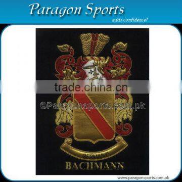 Bullion Wire & Silk Thread Hand Embroidered Family Crest Bachmann Badge Emblem