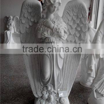 European style white marble angel statue for tombstone