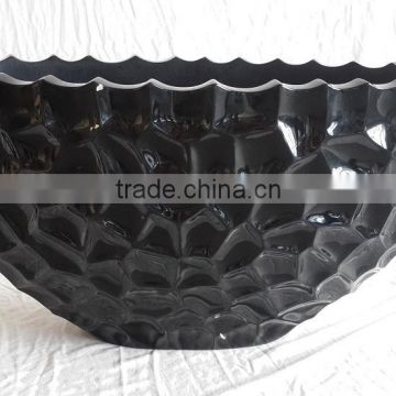 luxury decorative lacquerware vase, carved design in black lacquer large size