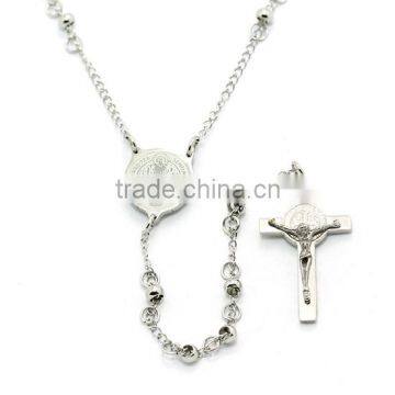 catholic crucifixes rosary stainless steel latest design beads necklace silver beads 4MM wholesale prayer dongguan                        
                                                Quality Choice