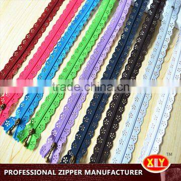 2015 hot sale close end lace zipper , nylon zipper