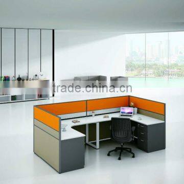 Modern design L sharp partition screen 2 person office computer desk workstation