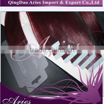 20" Tape In Remy Real Human Straight Hair Extensions 10pcs 25g #99 Wine Red