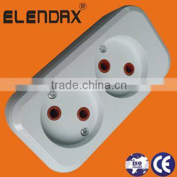 European style 2 round pin extension power socket (E8002)