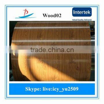 WOOD02/color coated sheet wood grain design ppgi for sandwich pannel & roofing sheet less than 3 T bending