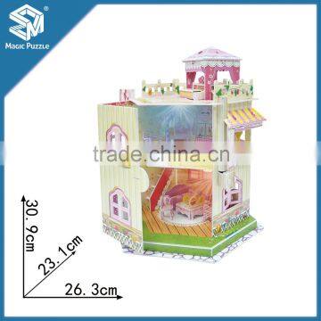 Girls' double-deck romance two layers house Paper Cardboard 3d jigsaw puzzle