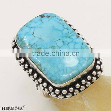 Antique Classy Genuine Turquoise New 925 Sterling Silver Men Rings photo-2