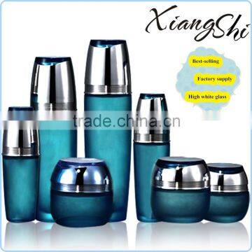 2014 factory supply cream and lotion glass cosmetic bottles set