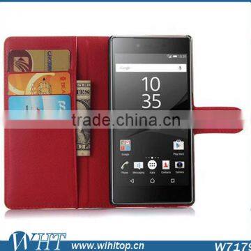 New Arrival Litchi Leather Wallet Flip Stand Pouch Cover Case for Sony Xperia Z5 photo-5