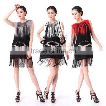 2016 High quality cheap tassel Latin dance dress for women fringe latin dance costume skirt on sale 4 colors available