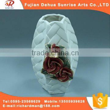 Handmade glazed ceramic craft elliptic vase decoration