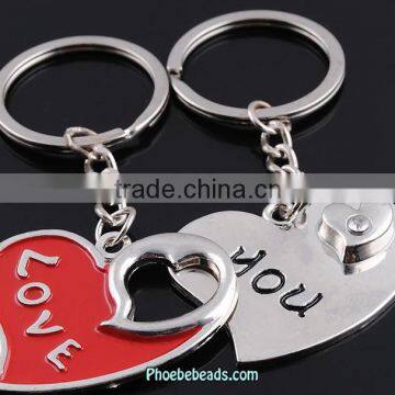 Wholesale Alloy Love You Heart Shape Couples Keyrings For Promotions PB-KC078