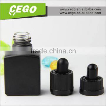 30ml black rectangular glass dropper bottle