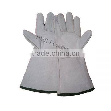 Natural cow split leather safety gloves, safety welding gloves white color