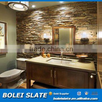 Natural ledgestone bathroom tile design