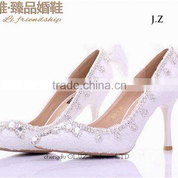 OW19 retail women fresh lace high heel wedding shoes