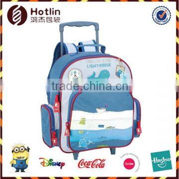 kutchi Fashion fabric student trolley school bags backpack for kids