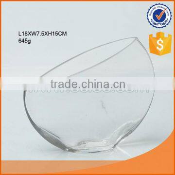 h15cm half round glass flower pot