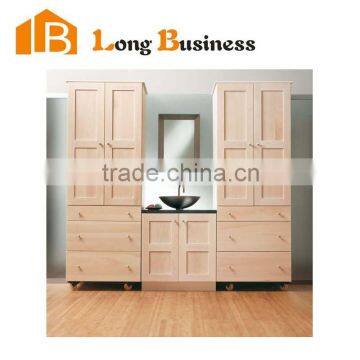 LB-JL2113 China Factory Solid Wood Bathroom Vanity with Side Cabinet