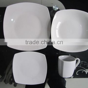 16 Pcs Square Dinner Set of White Porcelain Dishes