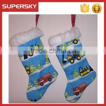 V-290 Cute christmas snoe tonka trucks blue stocking christmas gift decoration christmas hanging ornaments