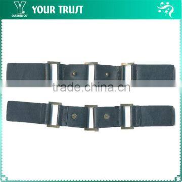 Clear Rhinestone Gunmetal Alloy Buckle Black Coat Leather Toggle Buttons photo-2