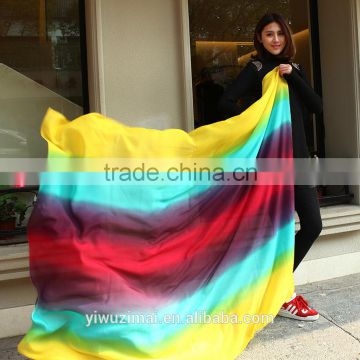 Women's Silk Gradient Color Scarf Lady Soft Chiffon Long Wrap Shawl