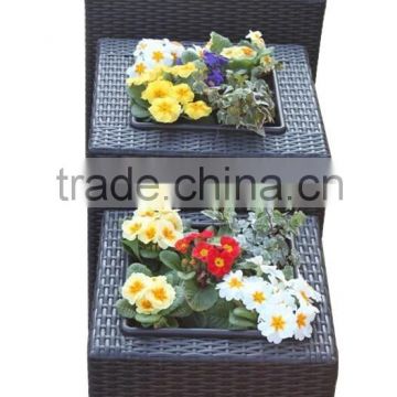 Hot sale Set 3 Square Garden PE Plastic Rattan Planter Black