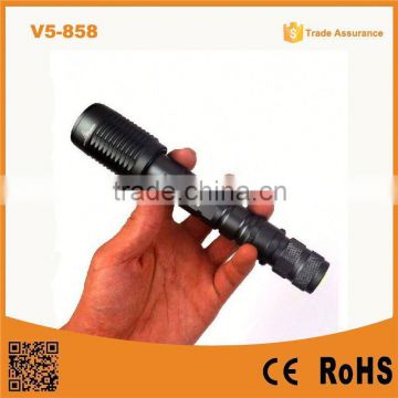 V5-858 High Quality XM-L T6 led High Power Torch Zoomable most powerful flashlight