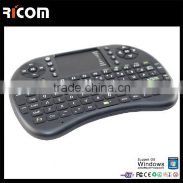 2.4G mini wireless keyboard with touch pad for android tv box,2.4g mini fly air gyro mouse wireless keyboard--T2--Shenzhen Ricom