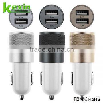 Free OEM Custom USB Car Charger 5V 2.1A Dual Port Portable Mobile Phone Charger Adaptor                        
                                                Quality Choice