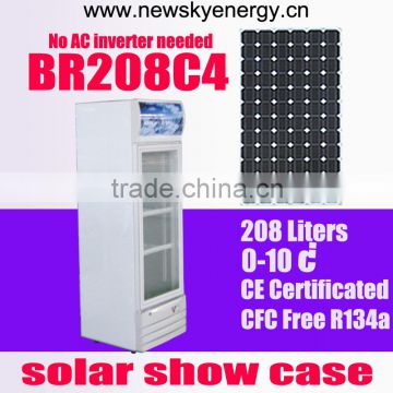 208L Commercail Solar Power Application 12V 24V Show Case Fridge Refrigerator                        
                                                Quality Choice