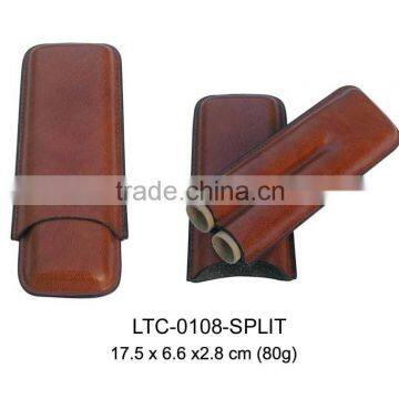 Genuine leather 2 fingers cigar case tube