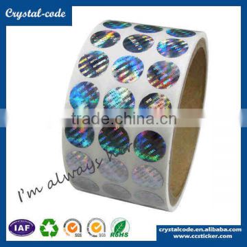 Polyester material round laser hologram self adhesive security VOID hologram label for sealing