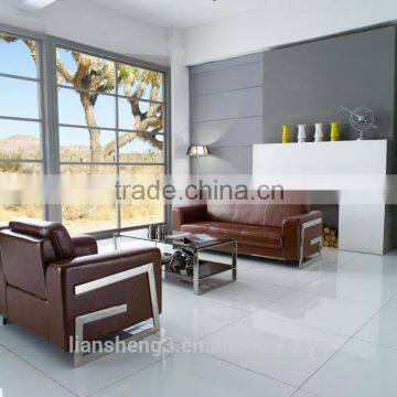 S818 Top Grade Office Leather Sofa With Oil Leather and Stainless Steel Leg